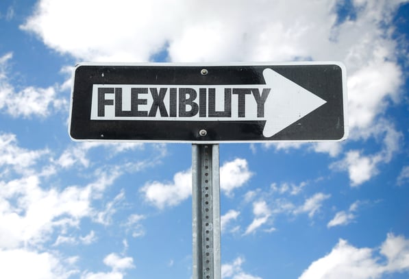 Flexibility direction sign with sky background-1